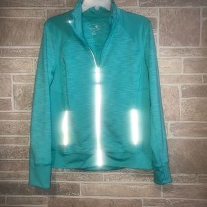 TANGERINE Women's Full Zip Aqua Green ' Activewear Track Jacket Size Large.